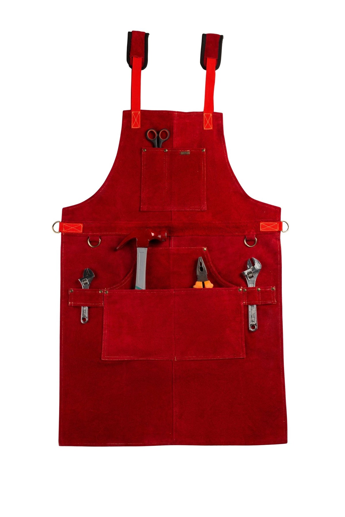 Cowhide Leather Tool Apron – Heavy - Duty, Heat - Resistant, 6 Pockets - 