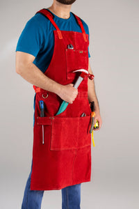 Cowhide Leather Tool Apron – Heavy - Duty, Heat - Resistant, 6 Pockets - 