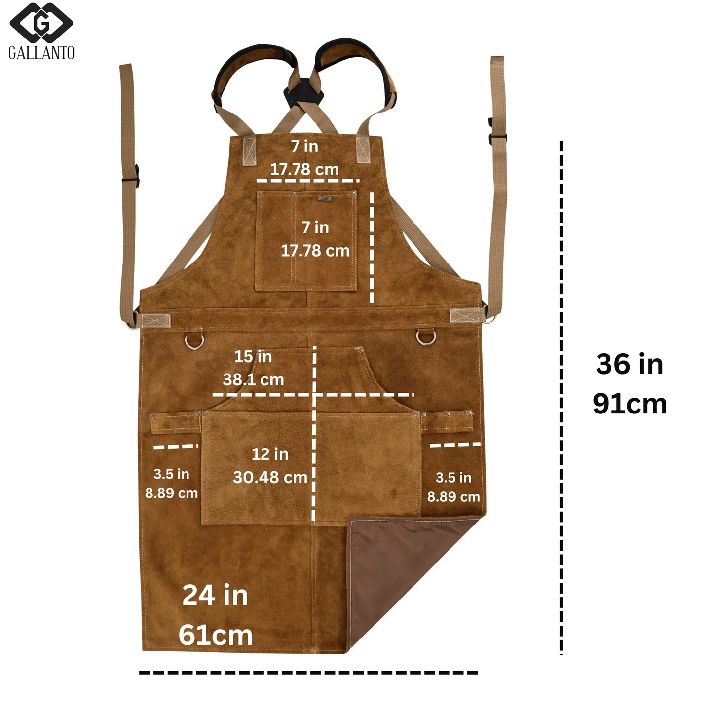 cowhide leather tool apron – heavy - duty, heat - resistant, 6 pockets - 