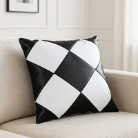 Set of 2 Leather Couch Cushion Covers in Diamond Design