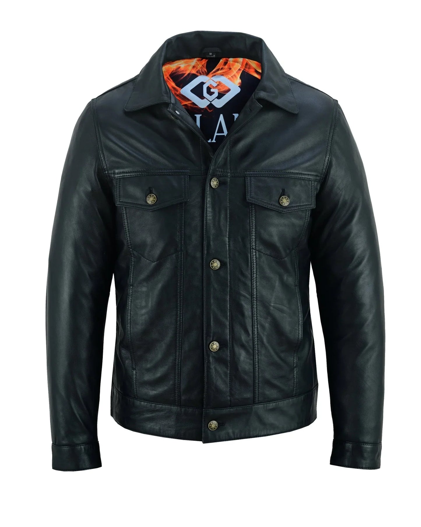 fernando 's classic mens black leather trucker jacket -