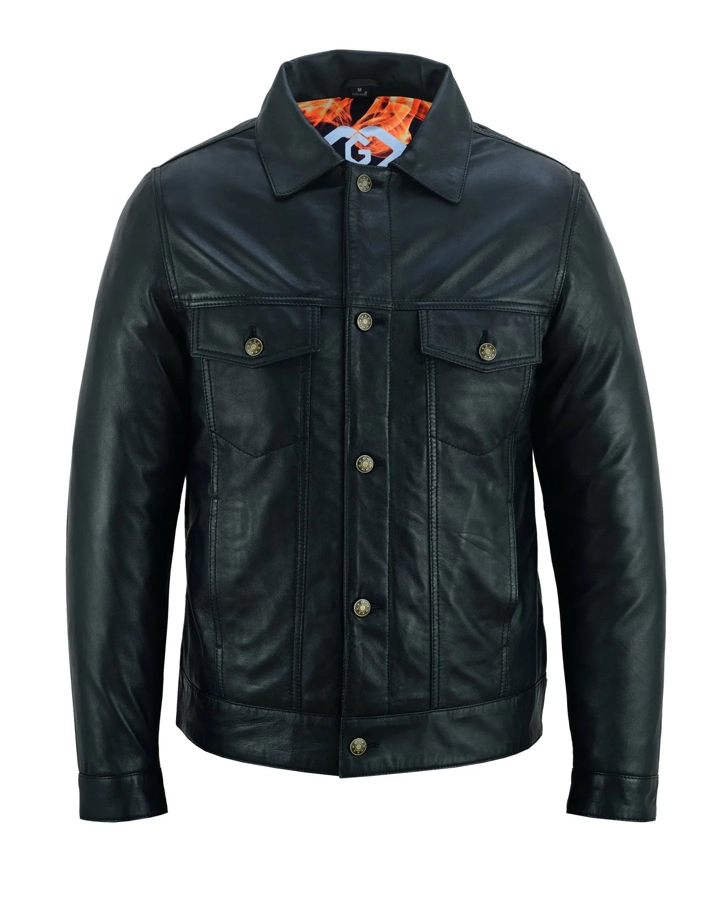 fernando 's classic mens black leather trucker jacket -