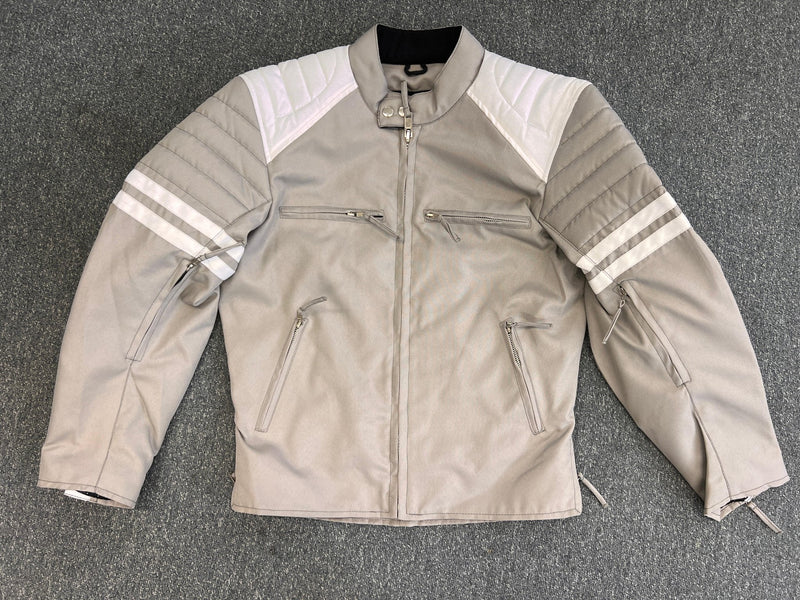 Fight Club Mayhem Grey and White Textile Jacket Custom - 