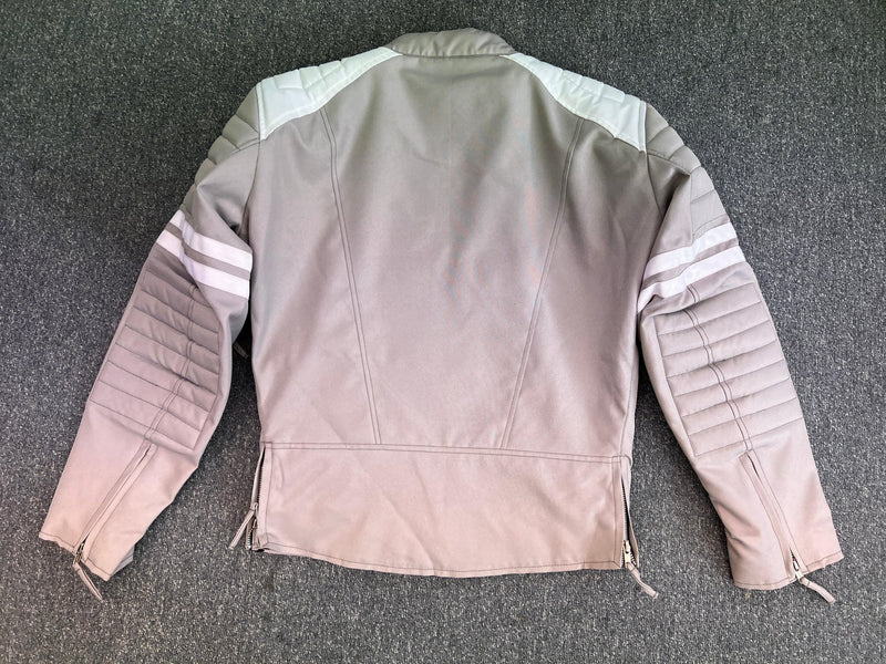 Fight Club Mayhem Grey and White Textile Jacket Custom - 