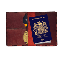 Full Grain Leather Passport Holder - RFID Blocking Slim Travel Wallet - 