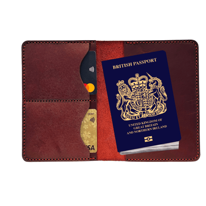 Full Grain Leather Passport Holder - RFID Blocking Slim Travel Wallet - 