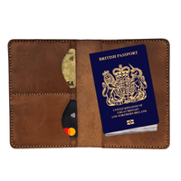 Full Grain Leather Passport Holder - RFID Blocking Slim Travel Wallet - 