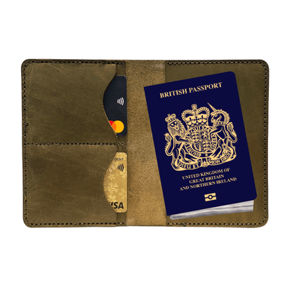 Full Grain Leather Passport Holder - RFID Blocking Slim Travel Wallet - 