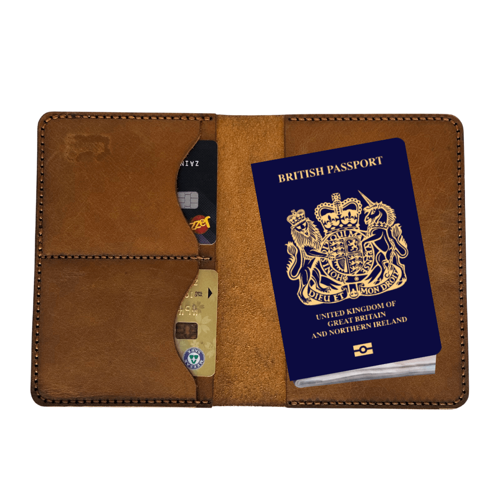 full grain leather passport holder - rfid blocking slim travel wallet - 
