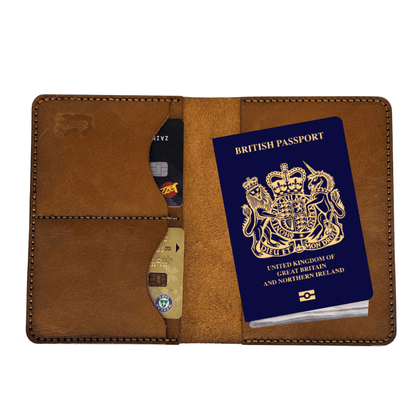 Full Grain Leather Passport Holder - RFID Blocking Slim Travel Wallet - 