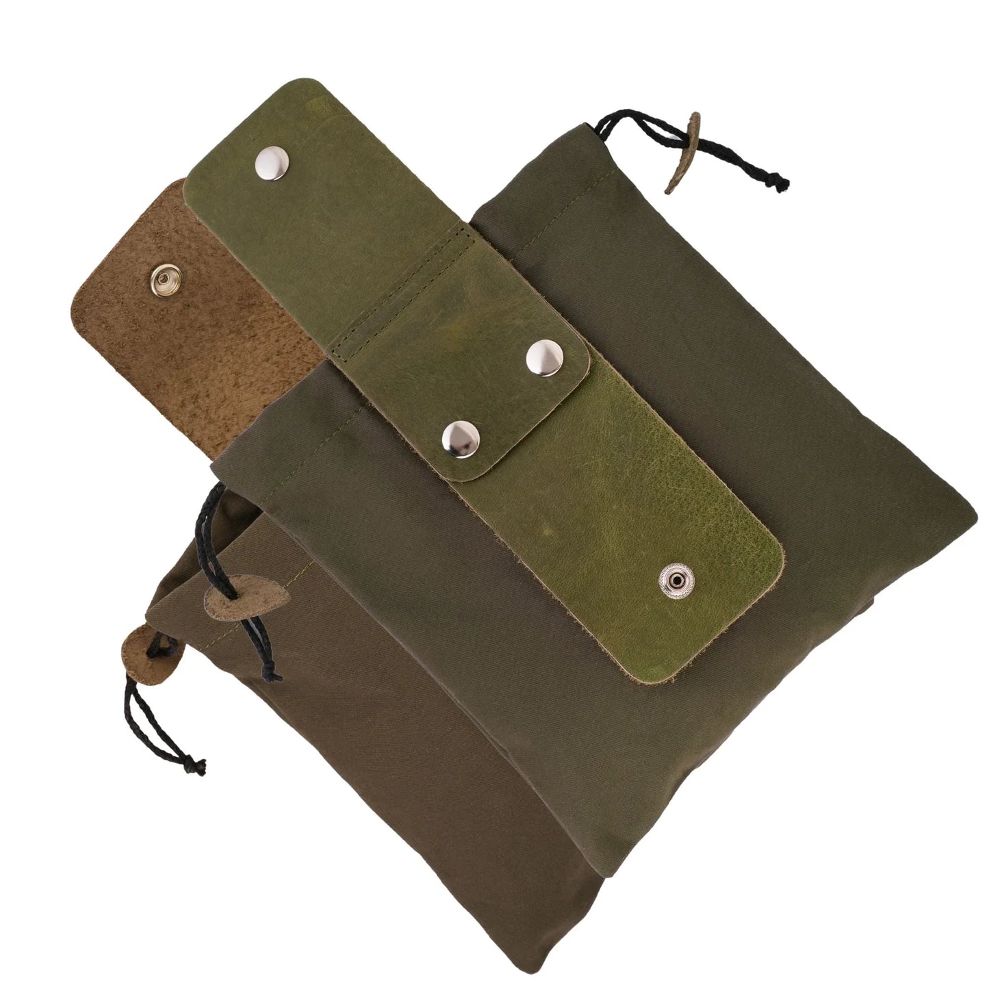 gallanto collapsible leather foraging pouch – multi - purpose waist bag for hiking - camping & outdoor adventures - 