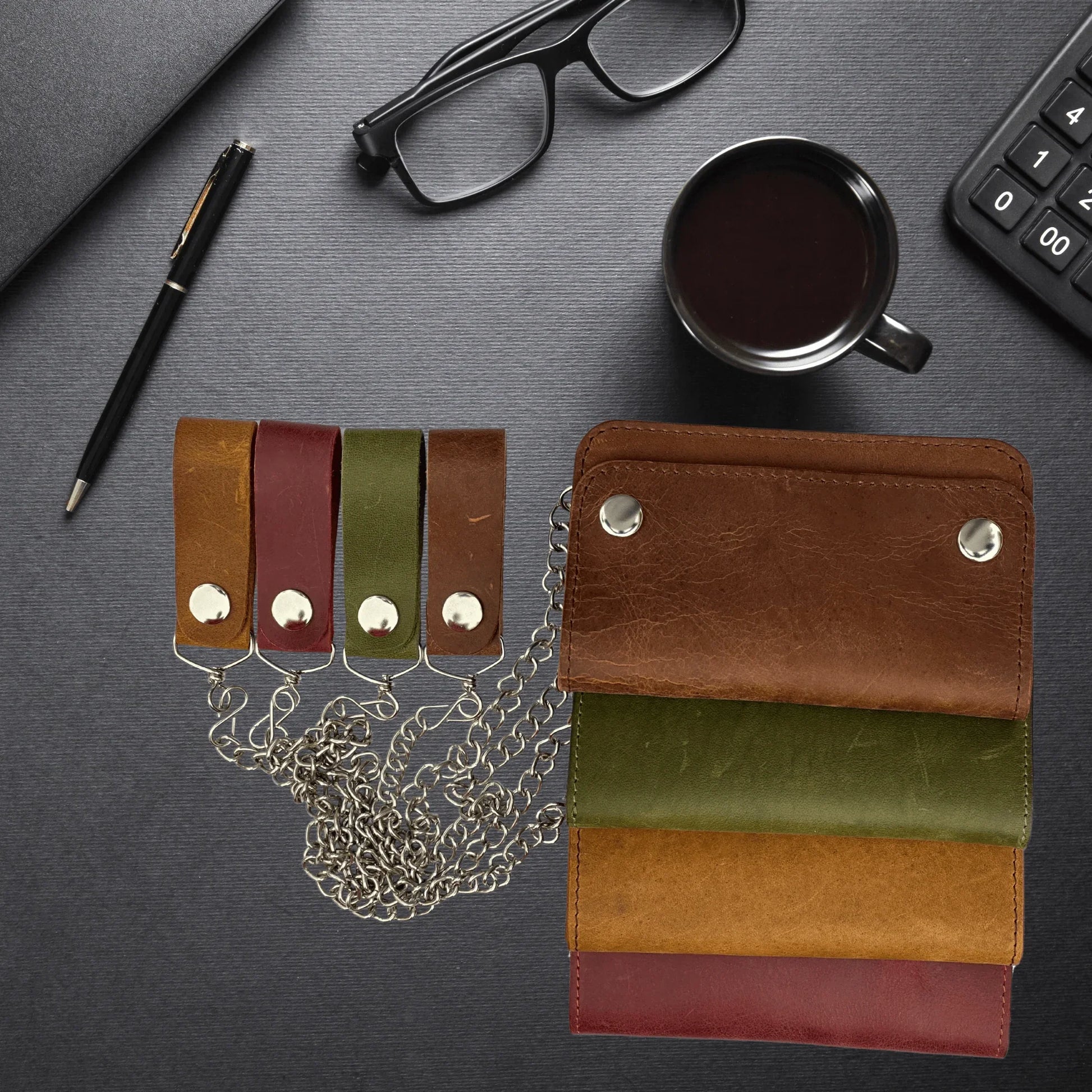 Gallanto Men’s Leather Biker Wallet – Chain Wallet – Bifold Design – Available in 6" and 7" Sizes - 