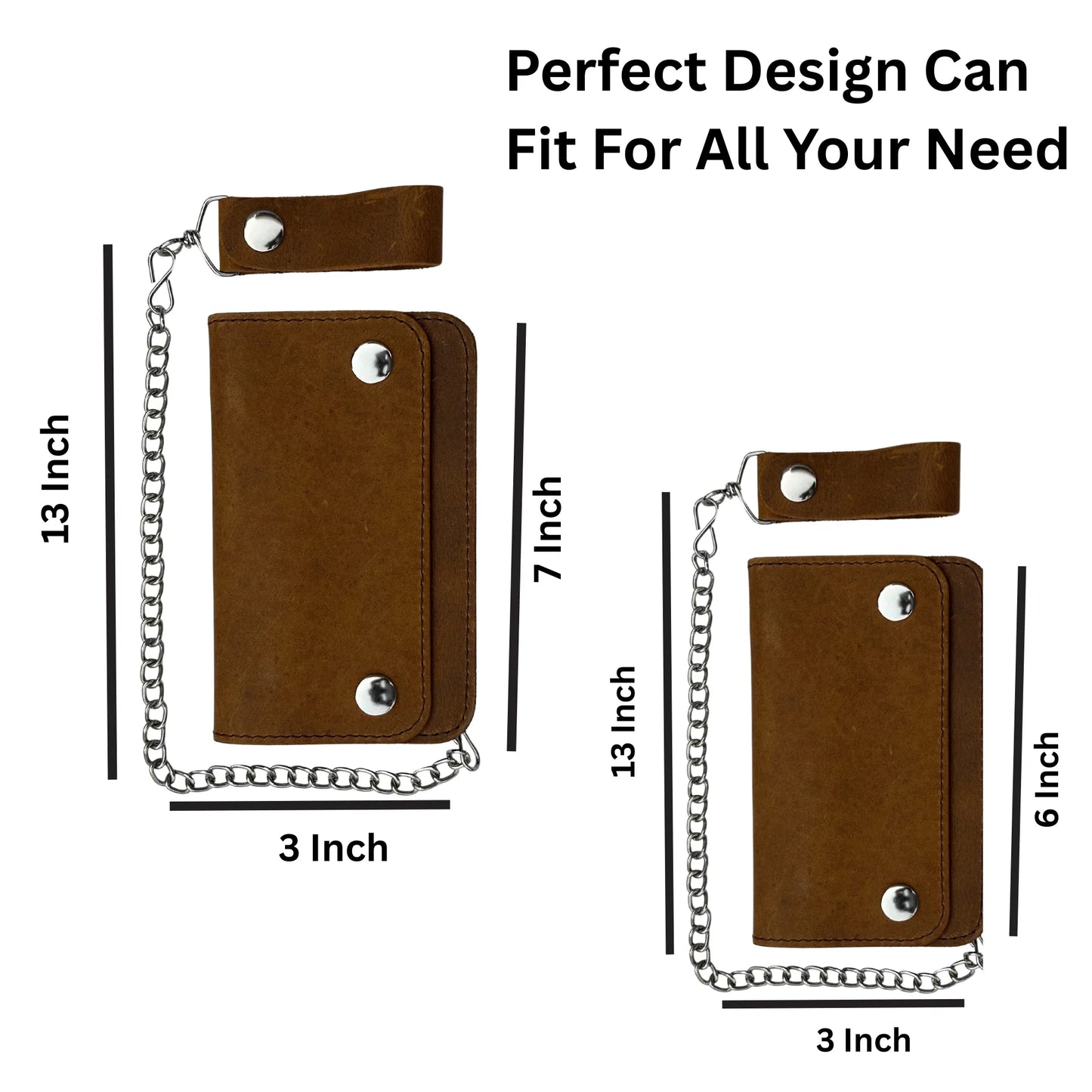 gallanto men’s leather biker wallet – chain wallet – bifold design – available in 6" and 7" sizes - 