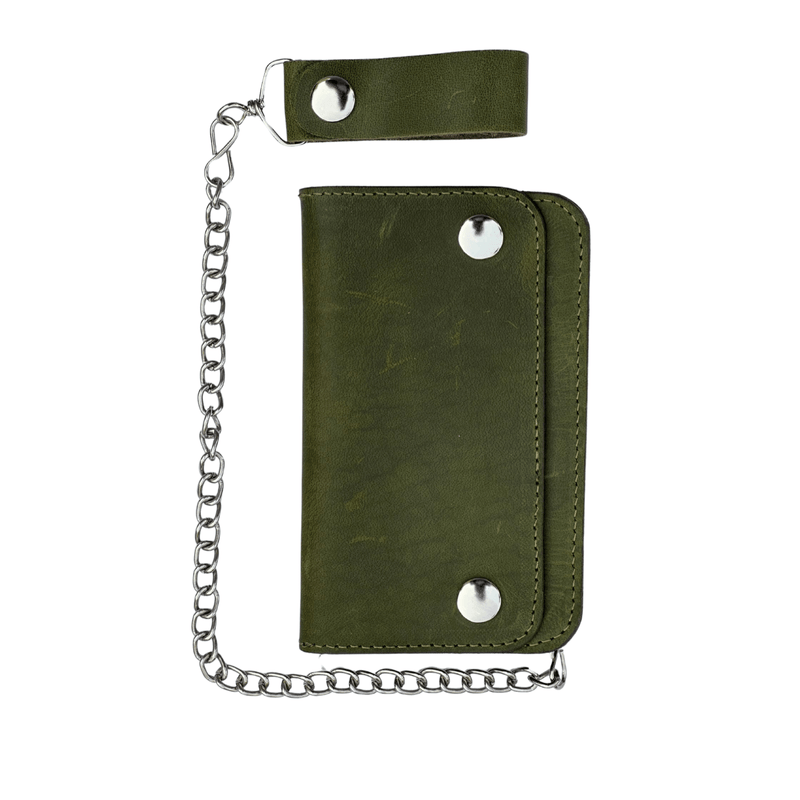 Gallanto Men’s Leather Biker Wallet – Chain Wallet – Bifold Design – Available in 6" and 7" Sizes - 