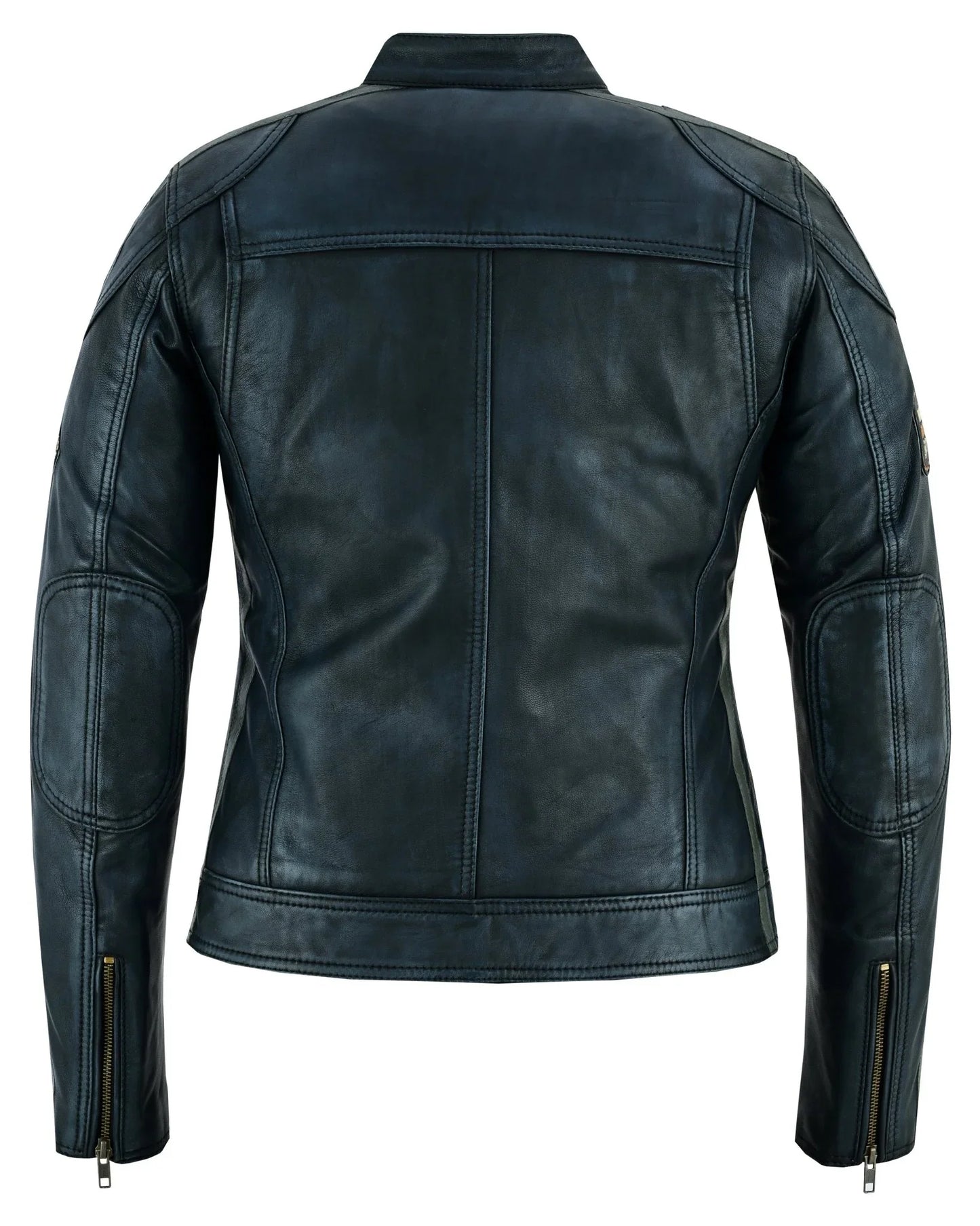 gallanto women's fashion black leather biker style jacket with badges -