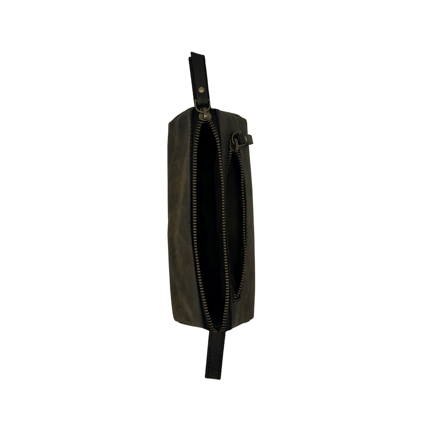 genuine leather makeup bag - small travel cosmetic pouch - 