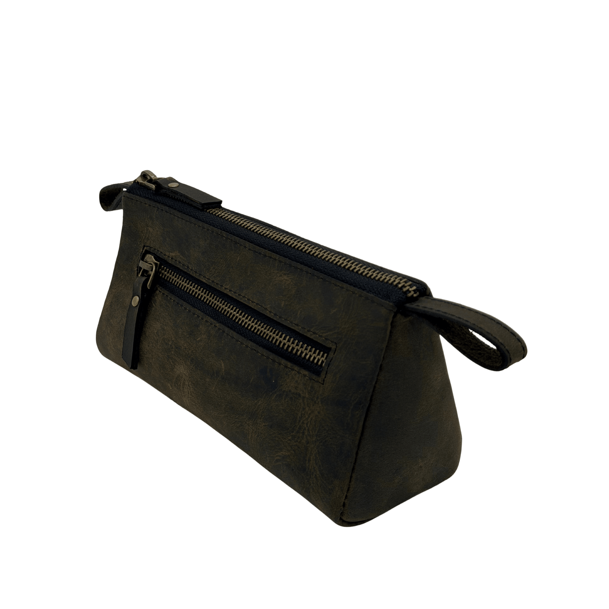 Genuine Leather Makeup Bag - Small Travel Cosmetic Pouch - 