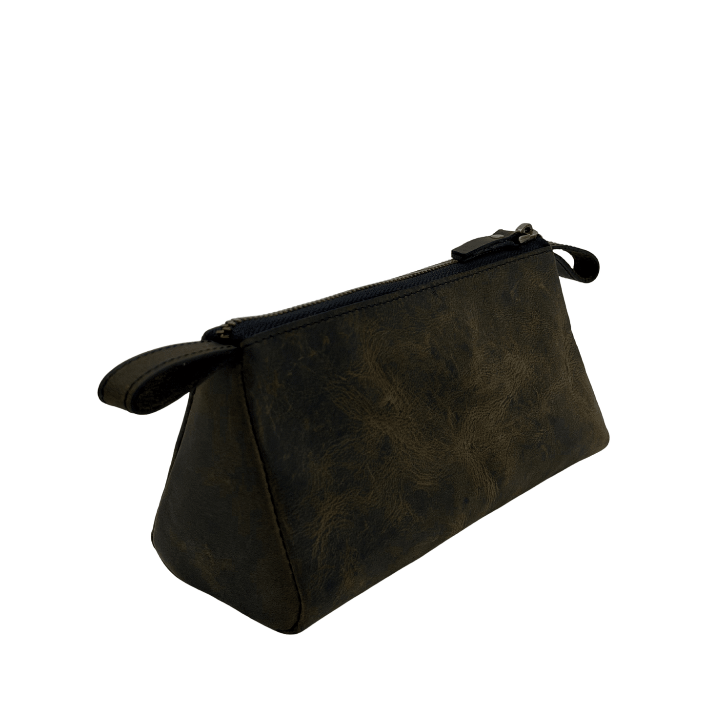 genuine leather makeup bag - small travel cosmetic pouch - 