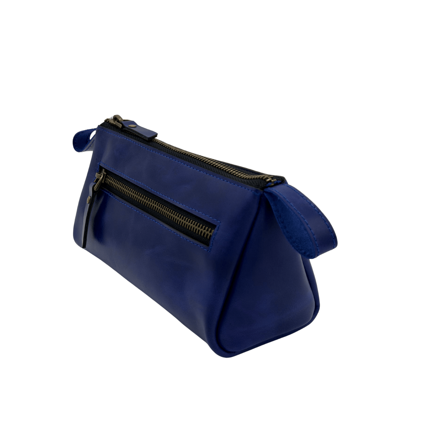 genuine leather makeup bag - small travel cosmetic pouch - 