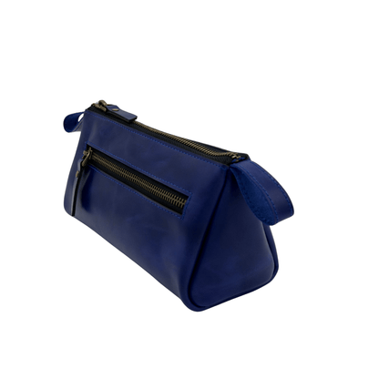 Genuine Leather Makeup Bag - Small Travel Cosmetic Pouch - 