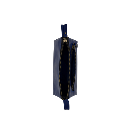 Genuine Leather Makeup Bag - Small Travel Cosmetic Pouch - 