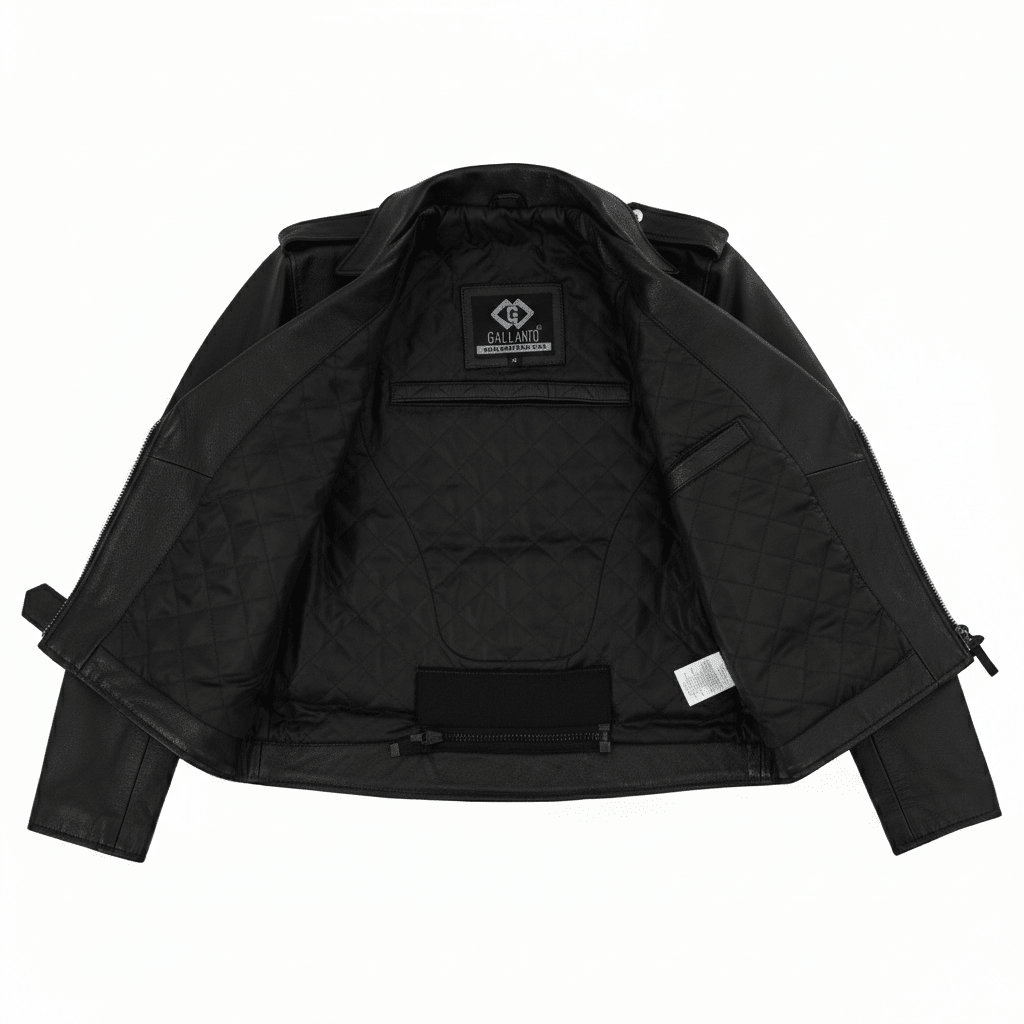 Green Leather Biker Jacket for Men – Cowhide, Zippered Cuffs, Multi - Pockets - 