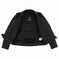 Green Leather Biker Jacket for Men – Cowhide, Zippered Cuffs, Multi - Pockets - 