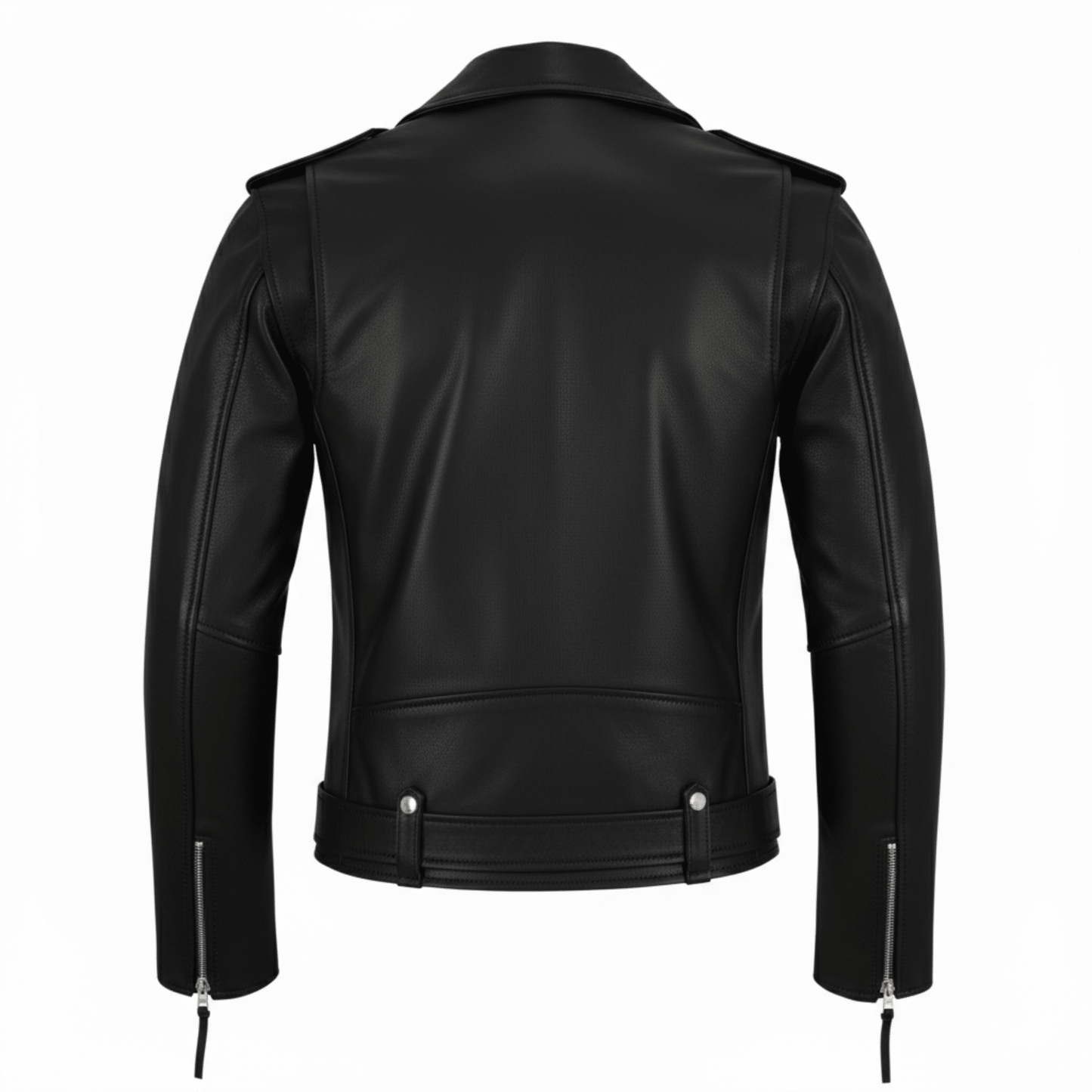 green leather biker jacket for men – cowhide, zippered cuffs, multi - pockets - 
