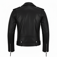 Green Leather Biker Jacket for Men – Cowhide, Zippered Cuffs, Multi - Pockets - 