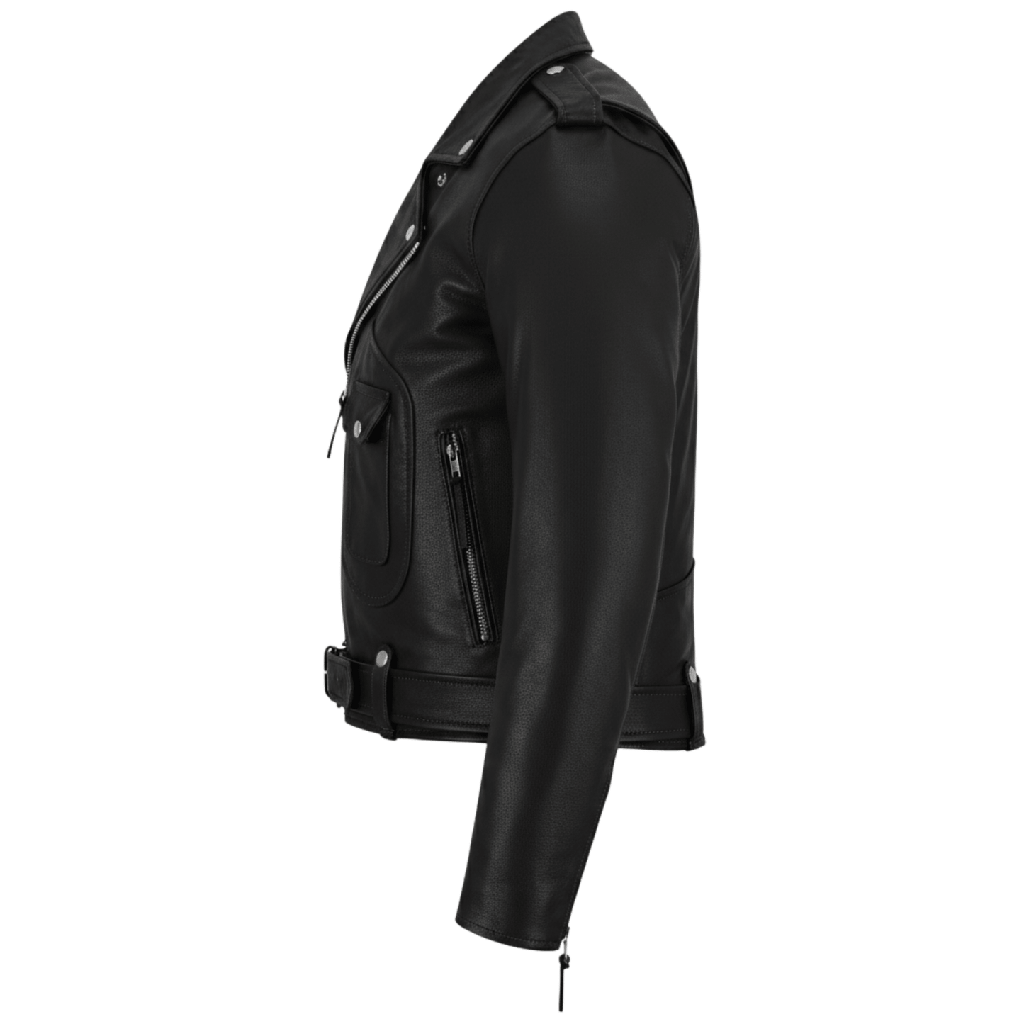 green leather biker jacket for men – cowhide, zippered cuffs, multi - pockets - 