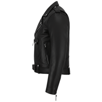 Green Leather Biker Jacket for Men – Cowhide, Zippered Cuffs, Multi - Pockets - 