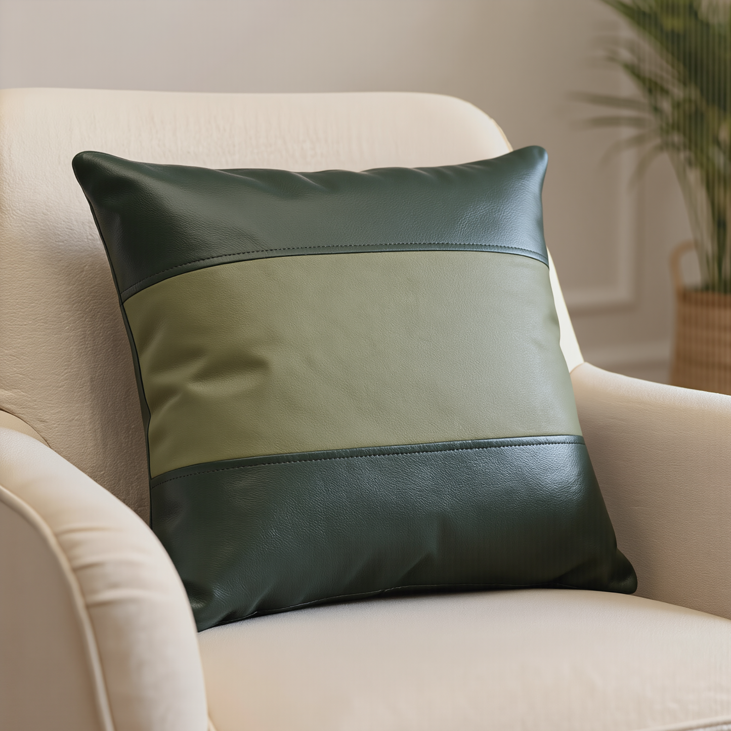 genuine leather striped cushion covers – set of 2 in nine colours
