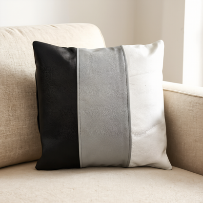 Genuine Leather Striped Cushion Covers – Set of 2 in Nine Colours