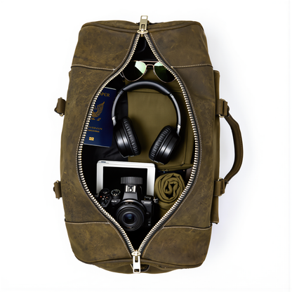 Mens Duffle Bag – Premium Crazy Horse Leather Travel & Weekender Bag