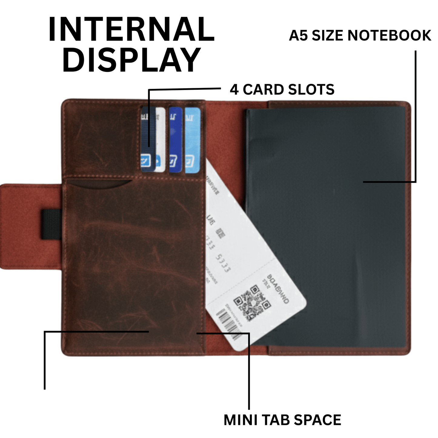 handcrafted leather a5 journal cover & refillable notebook - 