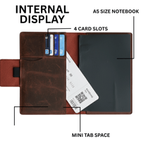 Handcrafted Leather A5 Journal Cover & Refillable Notebook - 
