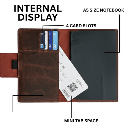 Handcrafted Leather A5 Journal Cover & Refillable Notebook - 