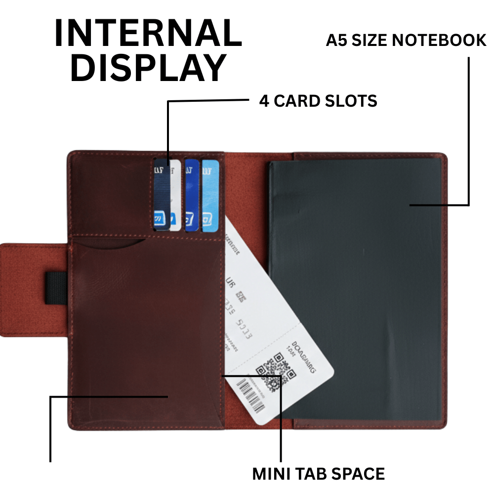 handcrafted leather a5 journal cover & refillable notebook - 
