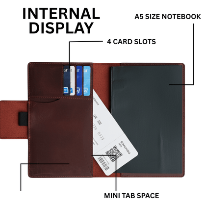 Handcrafted Leather A5 Journal Cover & Refillable Notebook - 
