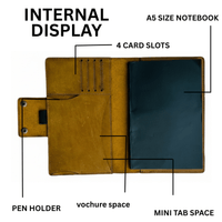 Handcrafted Leather A5 Journal Cover & Refillable Notebook - 