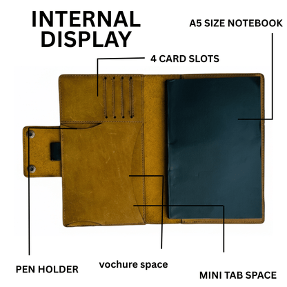 Handcrafted Leather A5 Journal Cover & Refillable Notebook - 