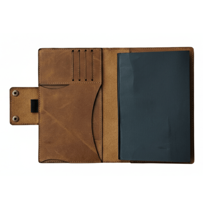 Handcrafted Leather A5 Journal Cover & Refillable Notebook - 