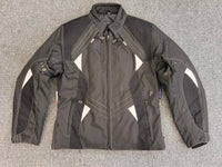Ladies Black and White Textile Biker Jacket M - 