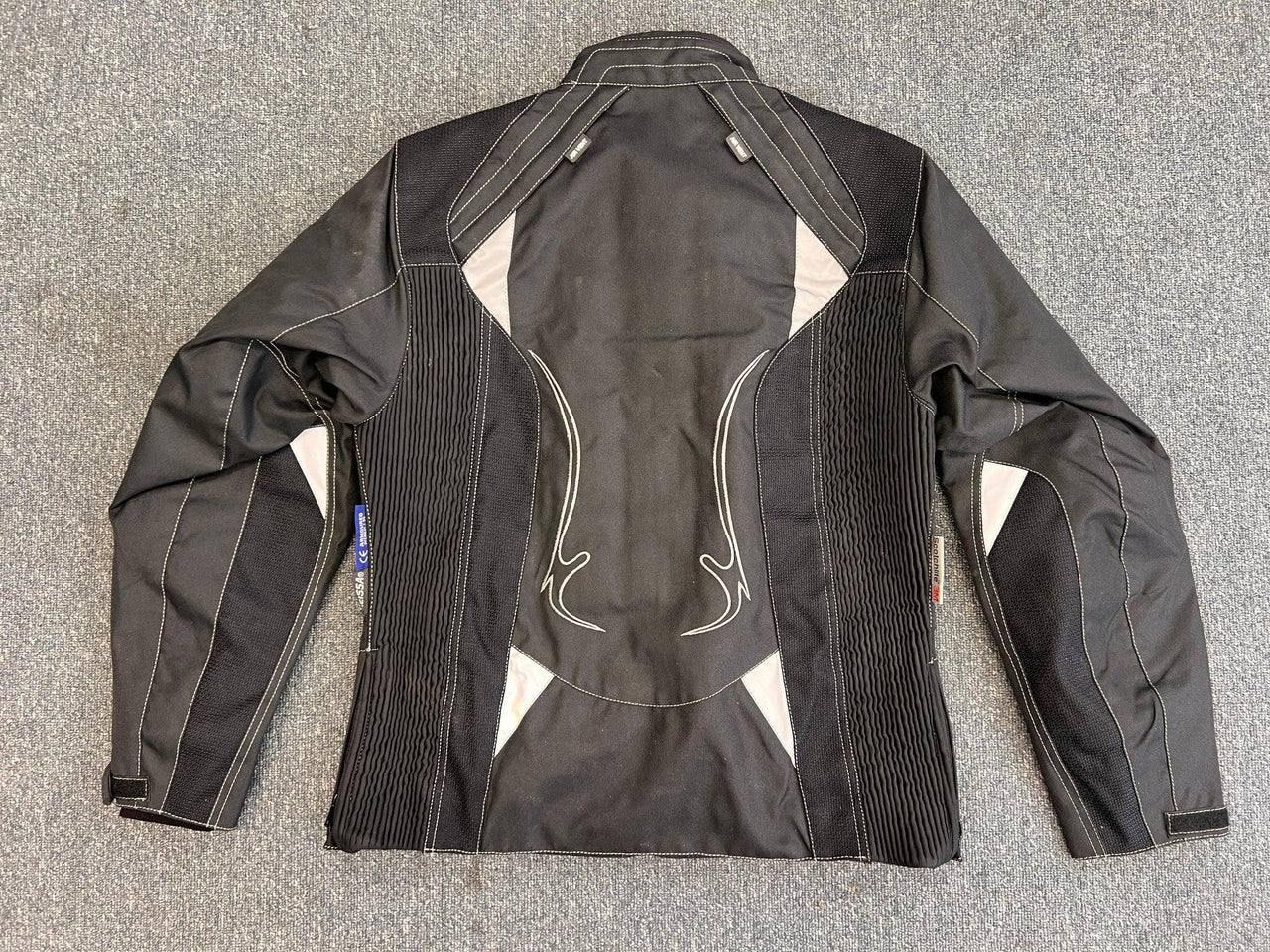 Ladies Black and White Textile Biker Jacket M - 