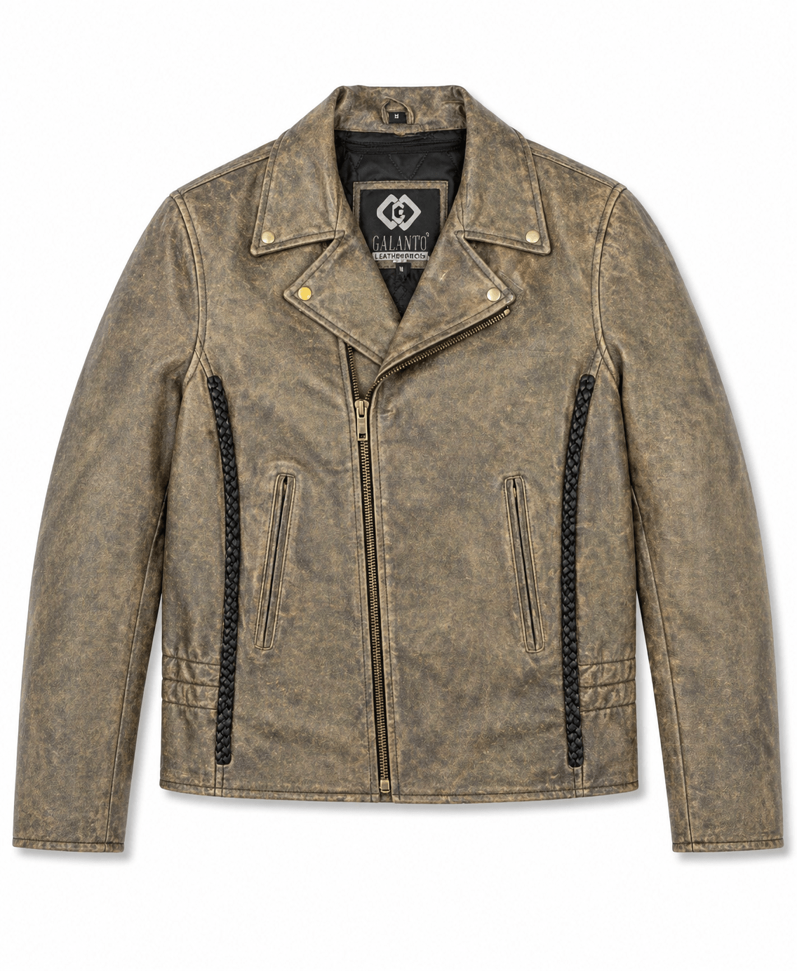 ladies' vintage brown leather biker jacket size m | heritage moto style - 