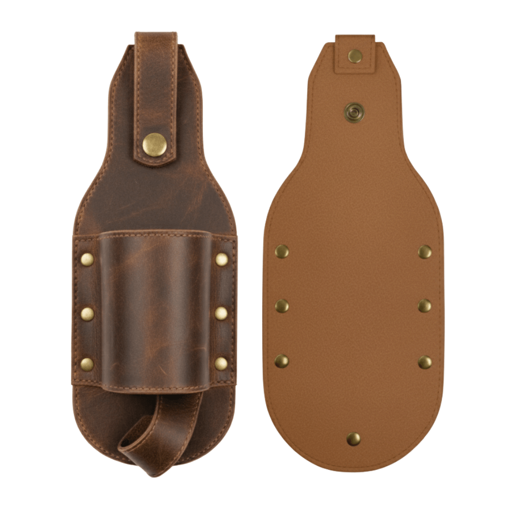 Leather Beer Holster Belt – Hands - Free Drink Holder - 