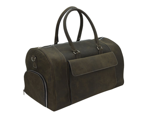 Mens Duffle Bag – Premium Crazy Horse Leather Travel & Weekender Bag