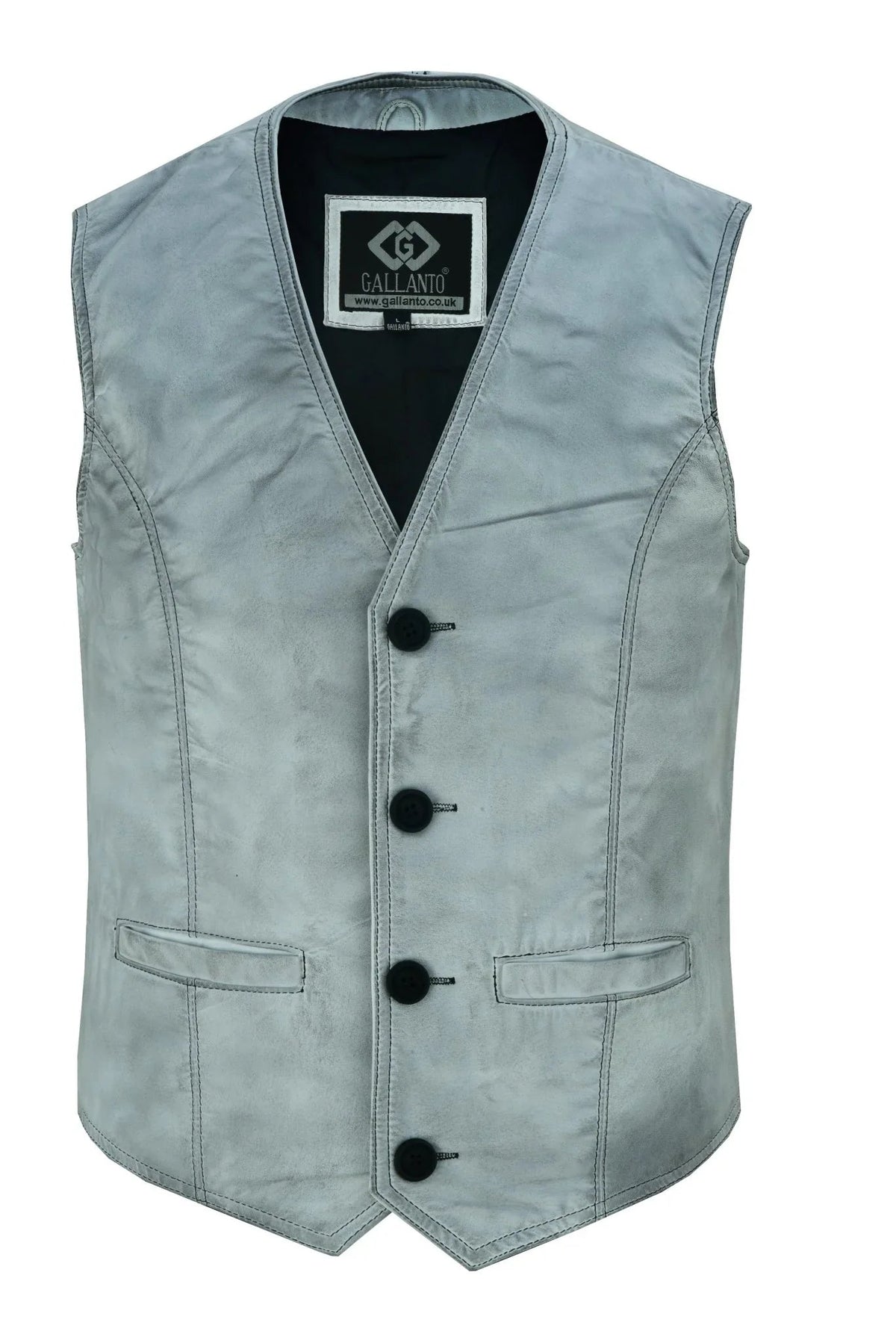 Mens Buttoned Classic Brown Soft Leather Vest For Bikers