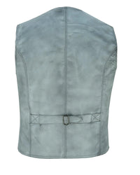 Mens Buttoned Classic Brown Soft Leather Vest For Bikers
