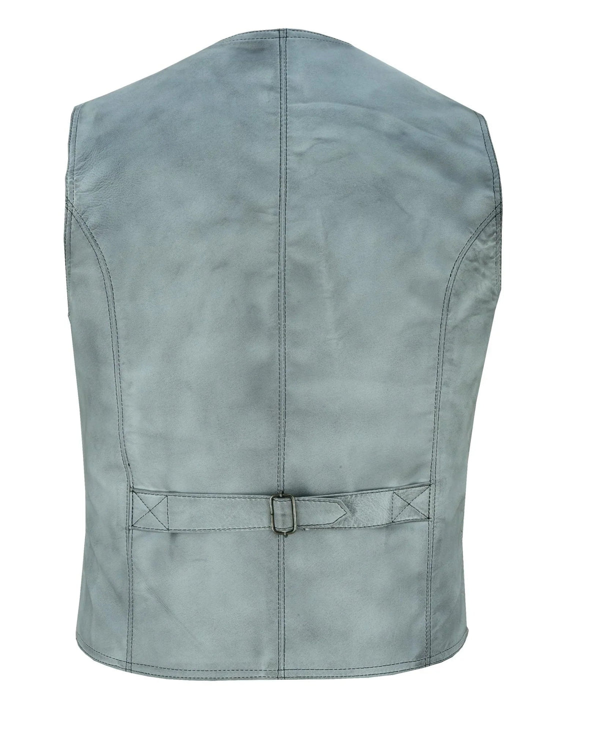 Mens Buttoned Classic Brown Soft Leather Vest For Bikers